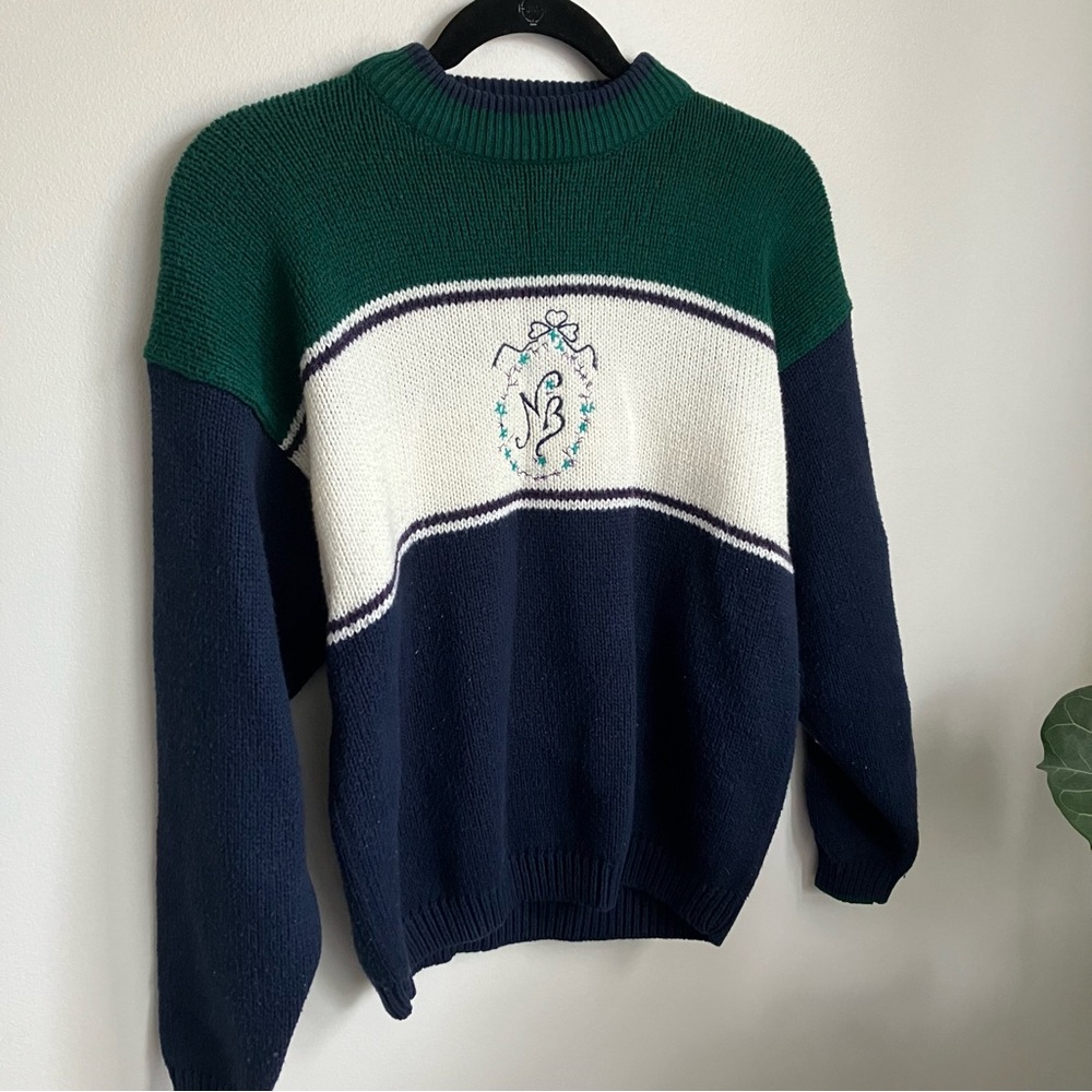 Vintage Knit Sweater with “NB” Initials Embroidered